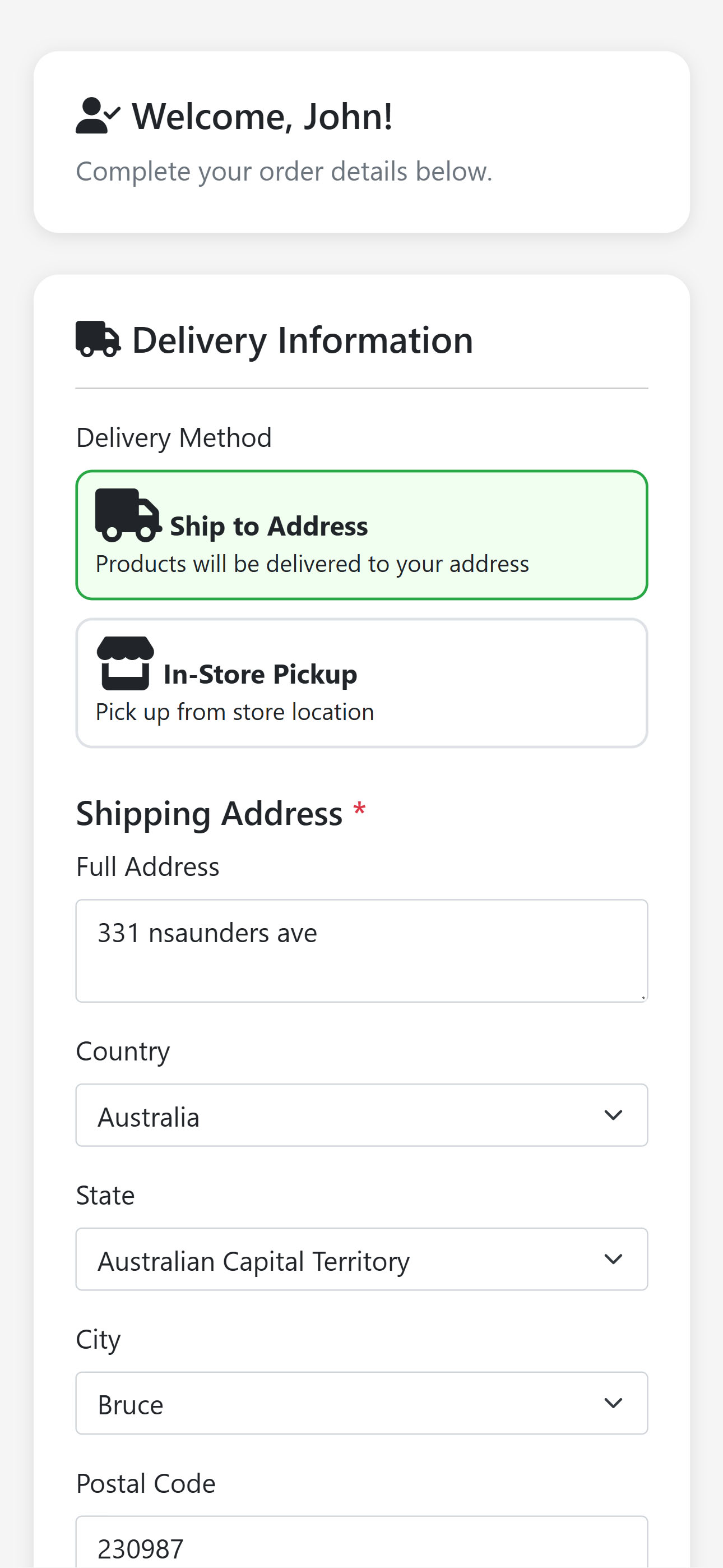 Customer Checkout